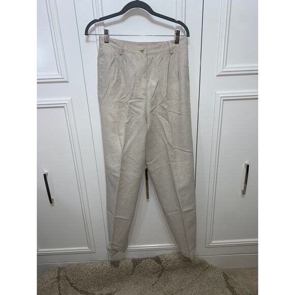 Liz Claiborne Women's Beige Linen Blend Dress Pants Size 10 Straight Leg Casual - Picture 1 of 11
